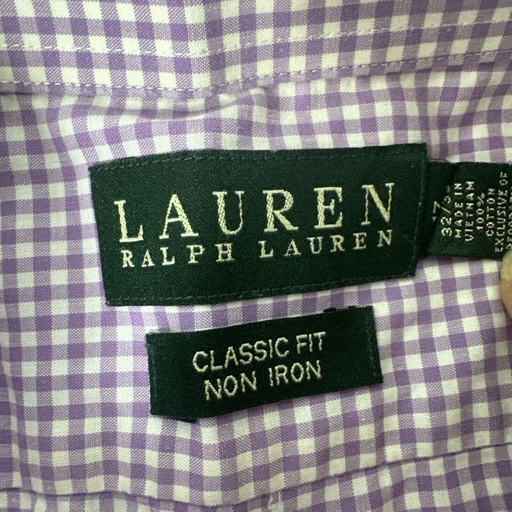 Ralph Lauren LRL Men's 17 32/33 Button Down Shirt Purple Gingham Check L/S - Picture 3 of 8